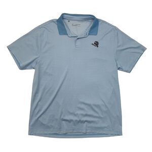 Under Armour Shirt Men 2XL XXL Blue/White Striped HeatGear Performance Golf Polo